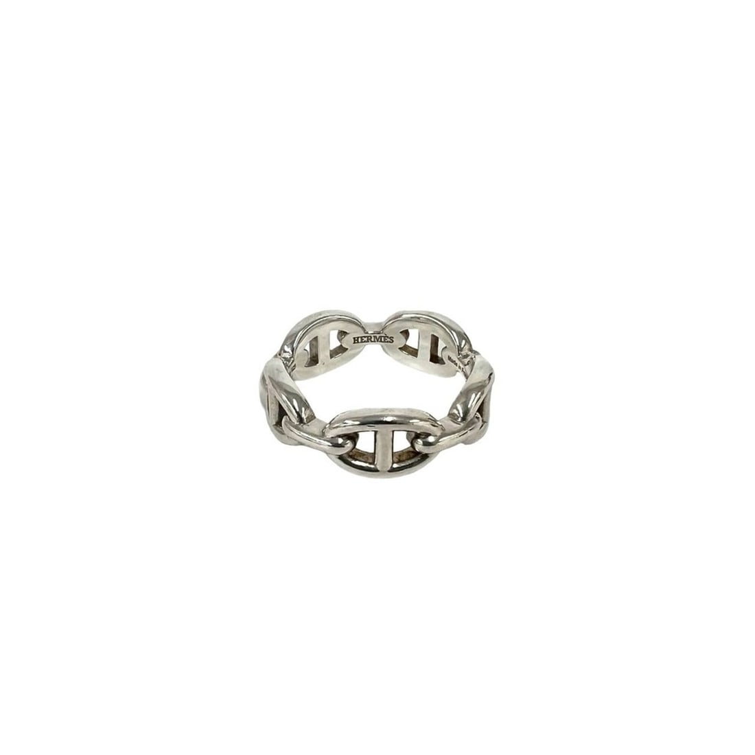 HERMES Chaine d'Ancre Enchainée Ring, Sterling Silver 925, Accessory, Item No. 75184: --- Catalog ---Category: SizeJP Size: 17US Size: 8.5Category: DesignType: Band ringColor: SilverGender: WomenMaterial: Silver 925Category: GeneralBrand: Hermes--- Item List ---Section: ConditionRankin