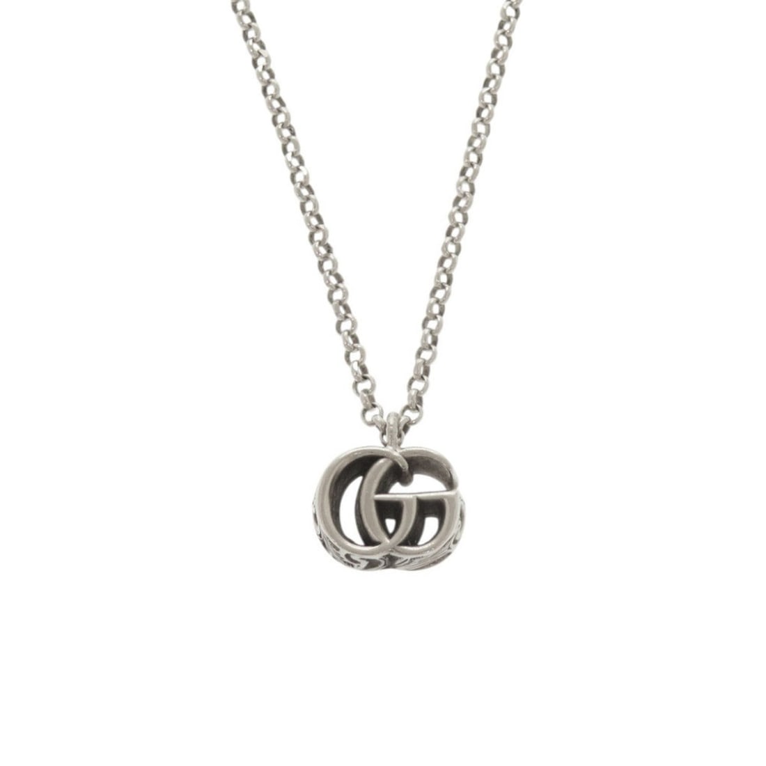 Gucci Double G Sterling Silver 925 Necklace Pendant 1034GUCCI: --- Catalog ---Category: SizePendant Size: 12mm x 12mm / 0.47'' x 0.47''Neck Circumference: 42.5 cm / 16.73''Category: DesignColor: SilverGender: WomenMaterial: Silver 925Pendant Type: PendantNecklace