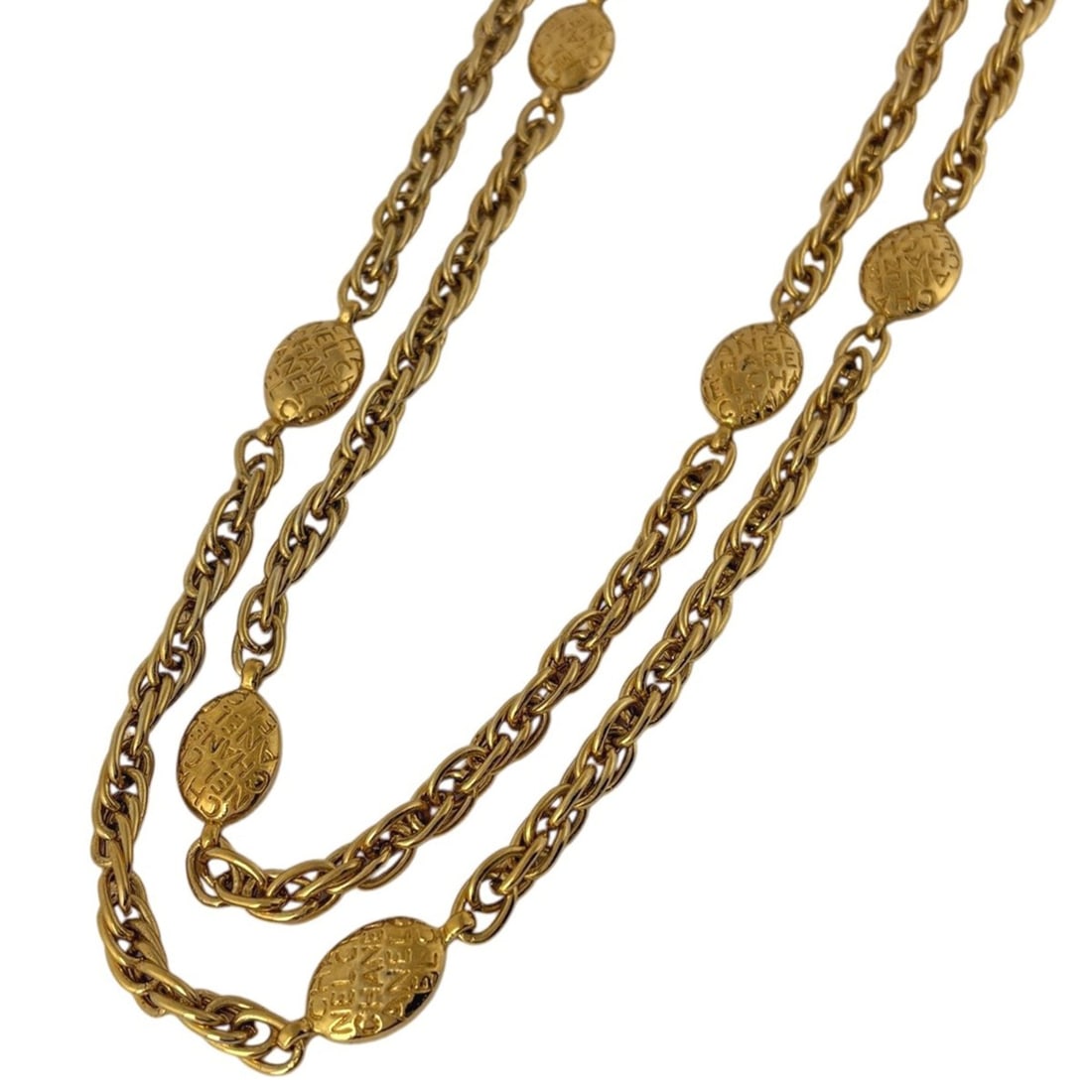 Chanel necklace, long, double or triple strand, GP gold, for women. (1 of 7)