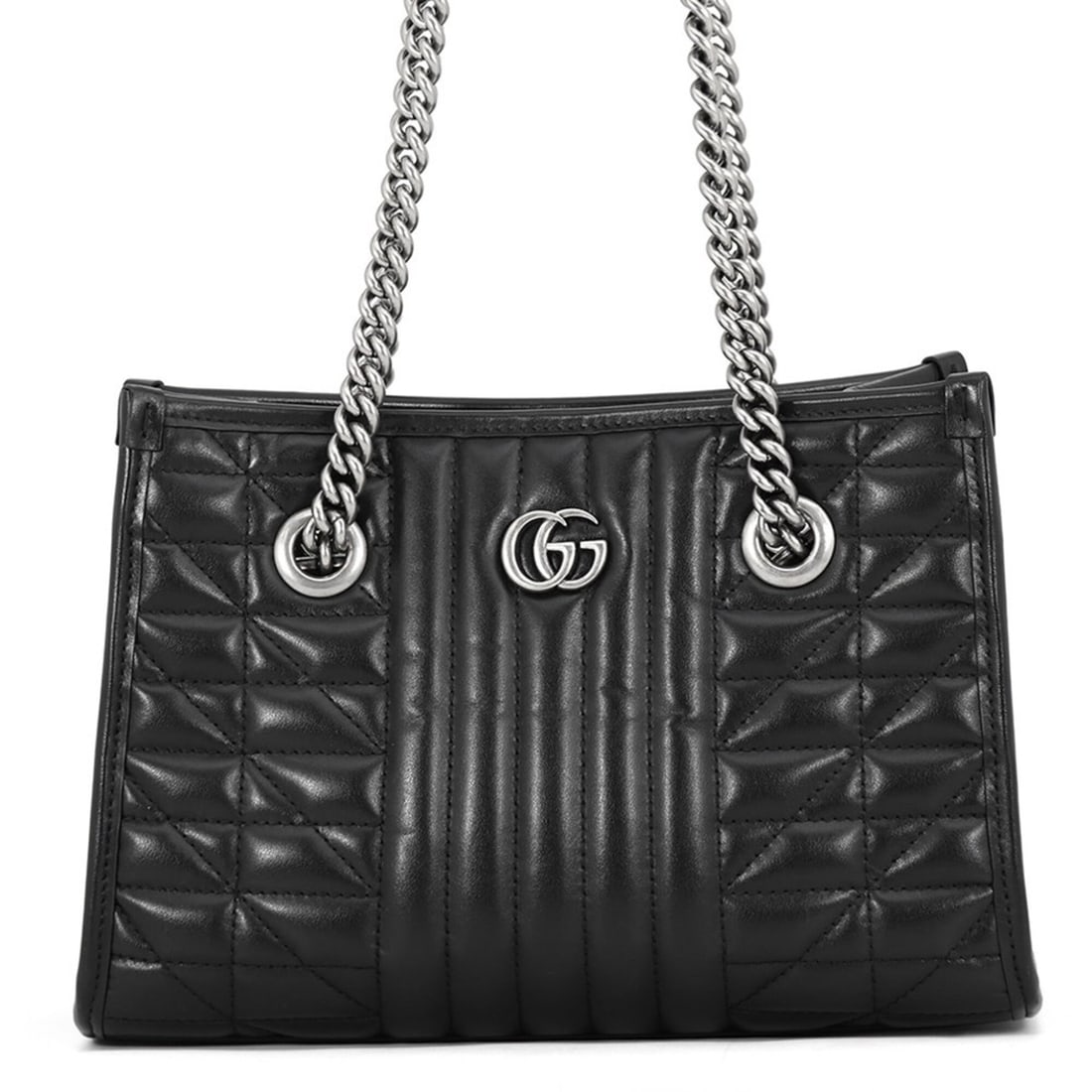 Gucci GG Marmont Chain Tote Leather Bag 681483 GUCCI Black Handbag: --- Catalog ---Category: SizeSize (HxWxD): 17cm x 26.5cm x 11cm / 6.69'' x 10.43'' x 4.33''Category: DesignType: Handbag, Tote bagColor: BlackGender: WomenMaterial: Leather Category: GeneralMPN: 68148
