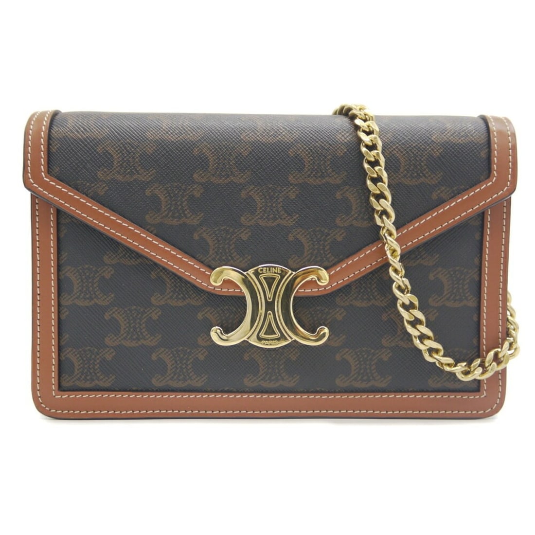 CELINE Chain Wallet Margot Triomphe Canvas Shoulder Bag 10L462DQB.04LU: --- Catalog ---Category: SizeSize (HxWxD): 12cm x 19.5cm x 4.5cm / 4.72'' x 7.67'' x 1.77''Category: DesignType: Shoulder bagColor: BrownGender: WomenMaterial: Canvas , Leather Category: GeneralMPN: 1