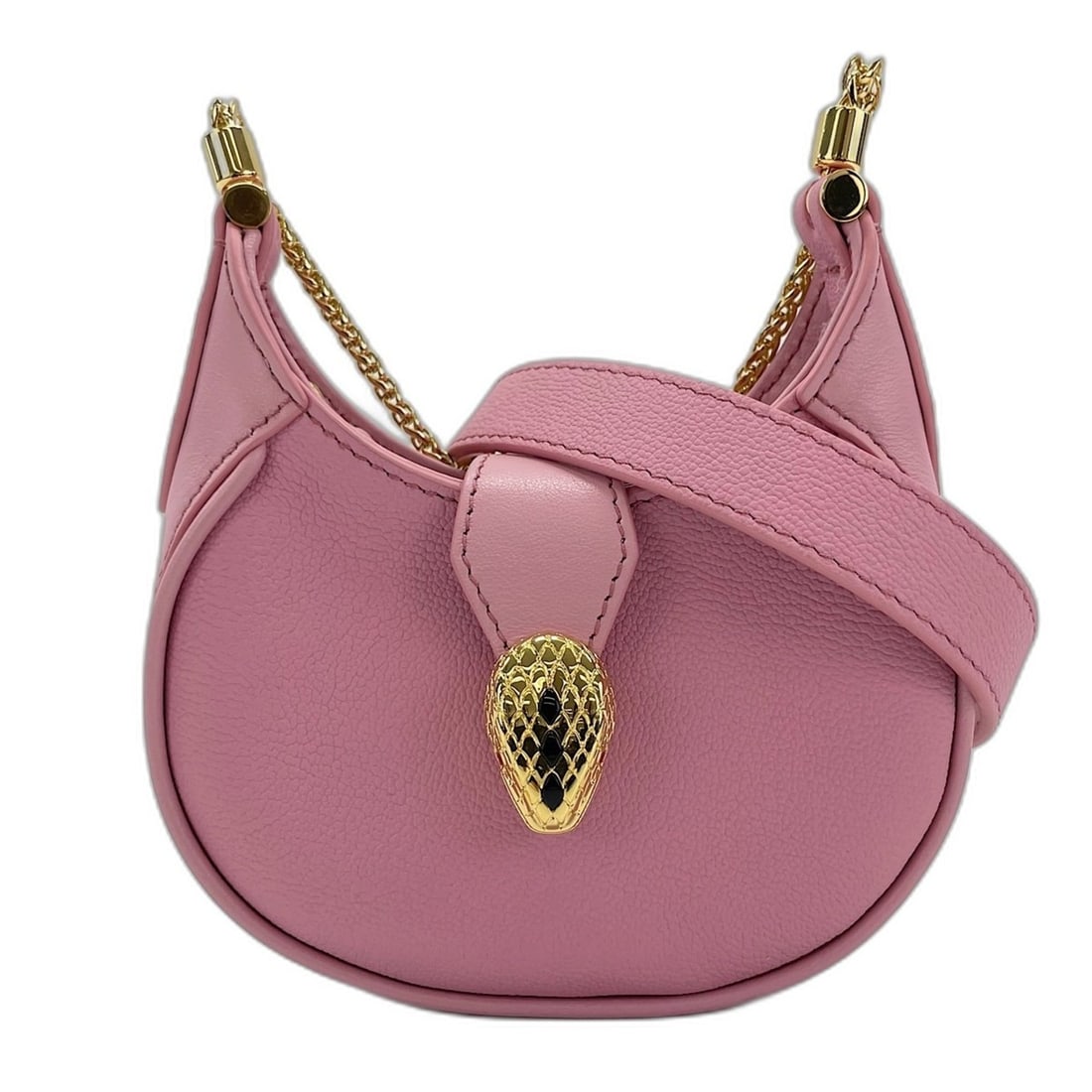 Bulgari BVLGARI Sempenti Ellipse Micro Snakehead Shoulder Bag Leather Pink: --- Catalog ---Category: SizeSize (HxWxD): 8cm x 13cm x 3cm / 3.14'' x 5.11'' x 1.18''Category: DesignType: Shoulder bagColor: PinkGender: WomenMaterial: Leather Category: GeneralBrand: Bvlgari--- Ite