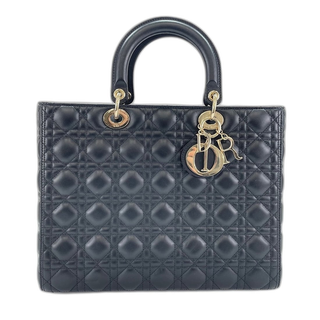 Christian Dior Lady Large Cannage 2-Way Handbag, Leather, Black: --- Catalog ---Category: SizeSize (HxWxD): 25cm x 32cm x 12cm / 9.84'' x 12.59'' x 4.72''Category: DesignType: HandbagColor: BlackGender: WomenMaterial: Leather Category: GeneralBrand: Christian Dior-