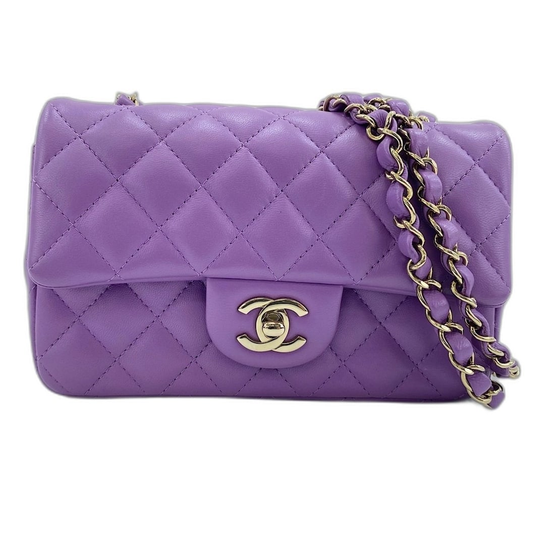 Chanel Mini Matelassé Shoulder Bag, Lambskin, Purple: --- Catalog ---Category: SizeSize (HxWxD): 13cm x 20cm x 6cm / 5.11'' x 7.87'' x 2.36''Category: DesignType: Shoulder bagColor: PurpleGender: WomenMaterial: Leather Category: GeneralBrand: Chanel--- I