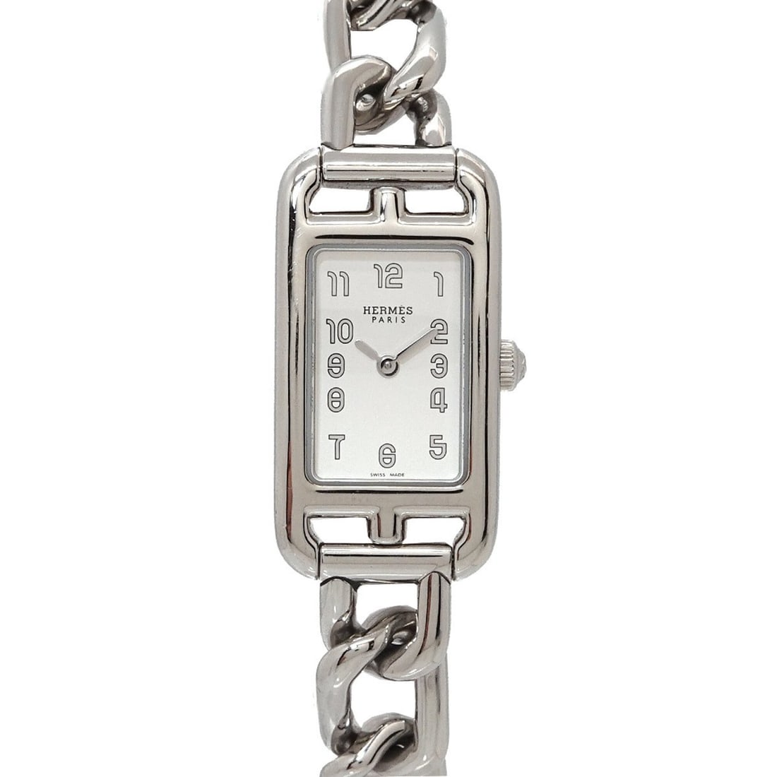 Hermes Nantucket NA2 110 Women's Watch, Silver, Quartz Watch: --- Catalog ---Category: SizeWrist Size: 16.5cm / 6.49''Case Diameter: 17mm / 0.67''Category: DesignType: WristwatchGender: WomenColor (Dial): SilverMaterial (Band): Stainless steelMaterial (Case): St