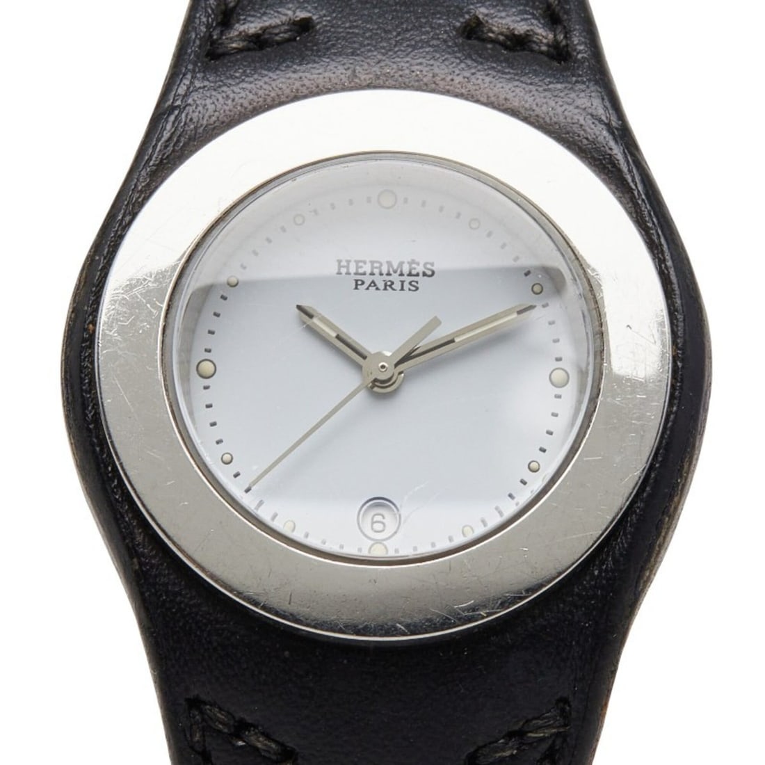 Hermes Arcée watch HA3.210 quartz white dial stainless steel leather women's HERMES (1 of 10)