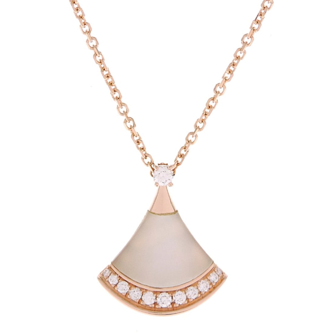 Bvlgari Diva Dream Mother-of-Pearl Diamond Women's Necklace 358365 750 Pink Gold White (1 of 8)