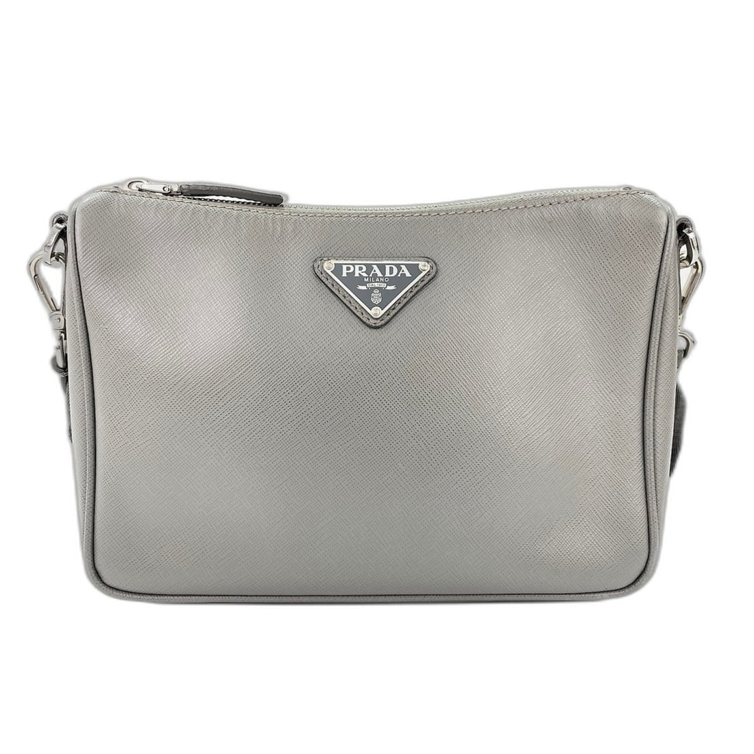 Prada shoulder bag, leather, gray - 2