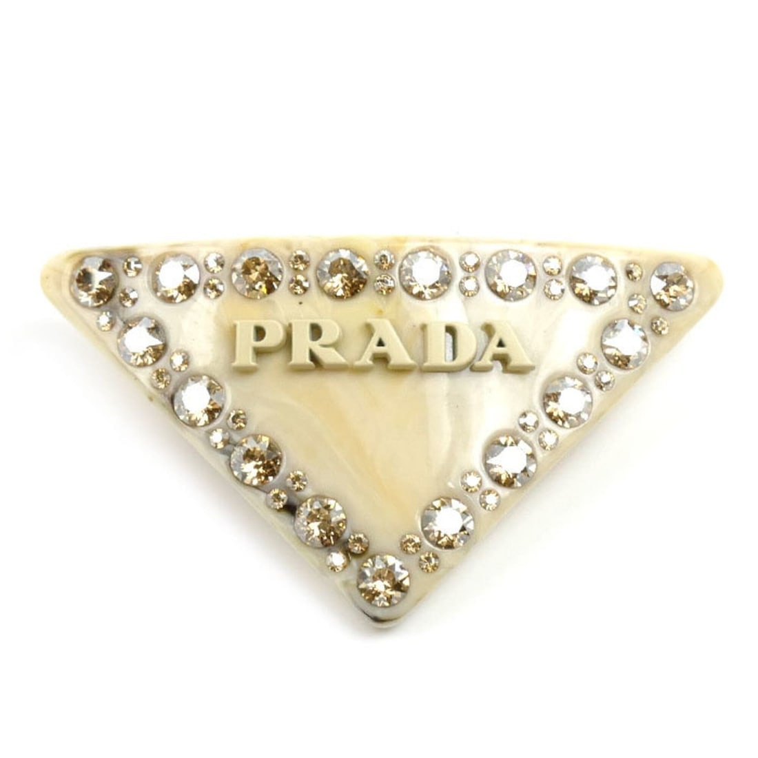 Line Corporation PRADA GP Rhinestone Resin Triangle Logo Barrette 1IF090 2CD0 F0304 Women's: --- Catalog ---Category: SizeSize (LxW): 3cm x 5.5cm / 1.18'' x 2.16''Category: DesignType: BarretteColor: IvoryGender: WomenMaterial: Gold plating, Resin, RhinestoneCategory: GeneralMPN: 1IF090 2CD0 