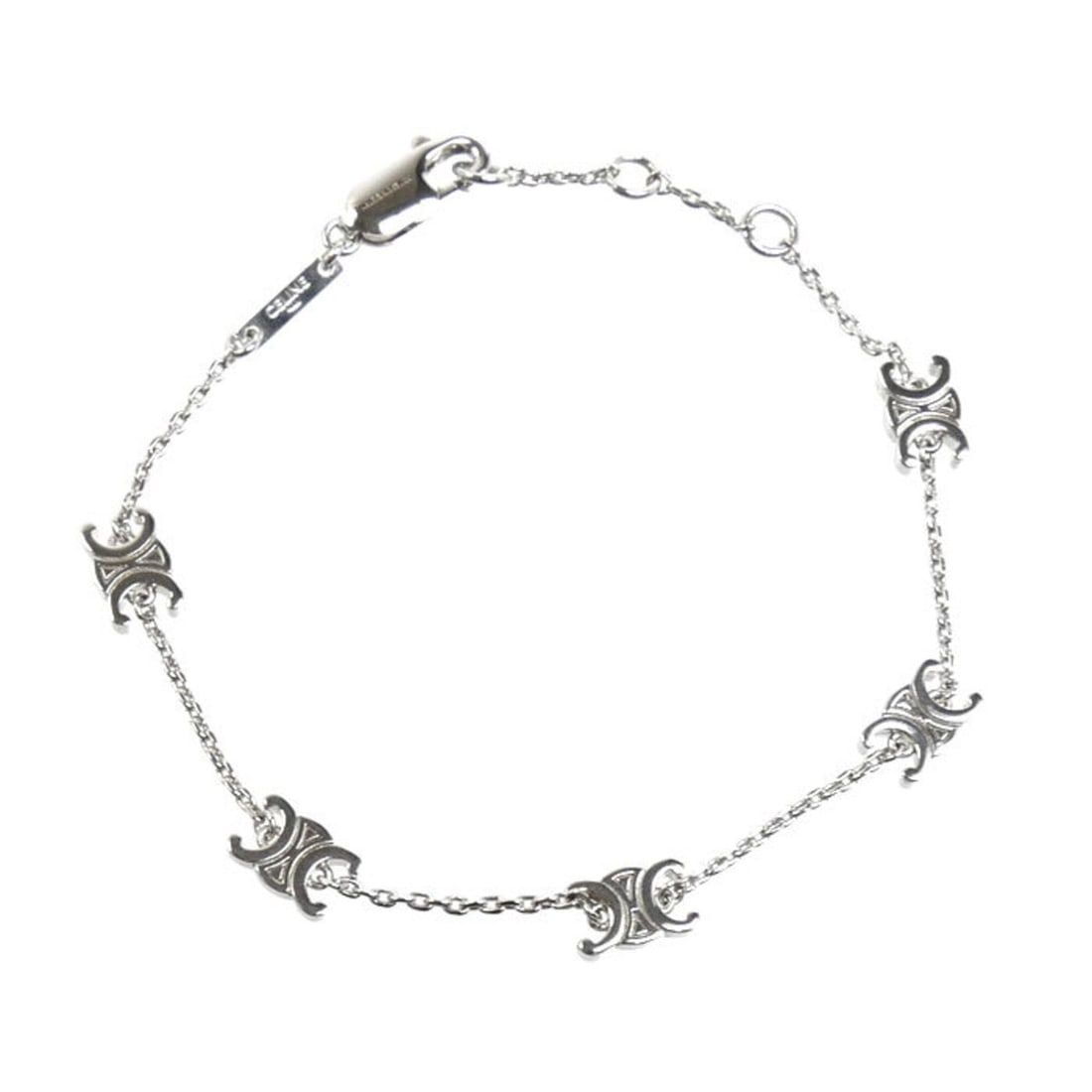 CELINE Triomphe Metal Bracelet, 2.8g, 15cm, 16cm, 17cm, Women's.: --- Catalog ---Category: SizeLength: 15cm - 17cm / 5.9'' - 6.69''Category: DesignType: Charm braceletColor: SilverGender: WomenMaterial: MetalCategory: GeneralBrand: CelineCountry of Origin: France---