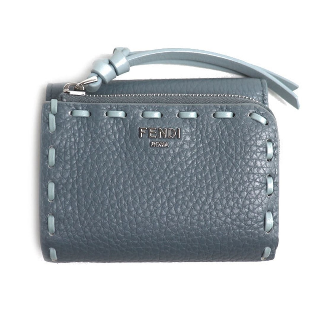 FENDI Peekaboo Micro Tri-fold Wallet, Light Blue, 8M0499AURNF1VFI, Women's: --- Catalog ---Category: SizeSize (HxWxD): 8cm x 10cm x 3cm / 3.14'' x 3.93'' x 1.18''Category: DesignType: Wallet (tri-fold)Color: Light blueGender: WomenMaterial: Leather Leather/Fur Type: CalfskinC