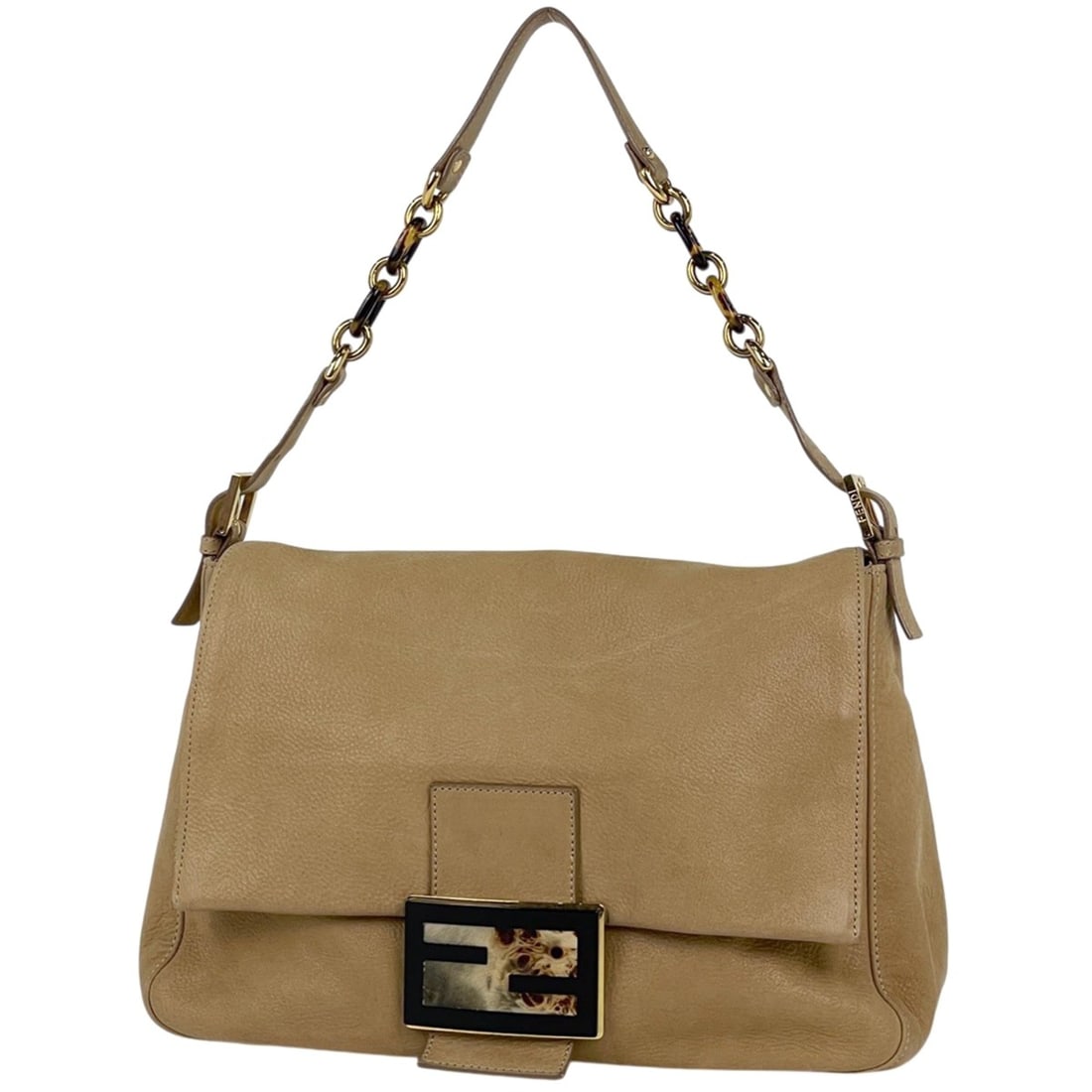 Fendi Zucca Logo Shoulder Bag, Big Mamma Baguette, Leather, Beige, 8BR638, Women's (1 of 13)