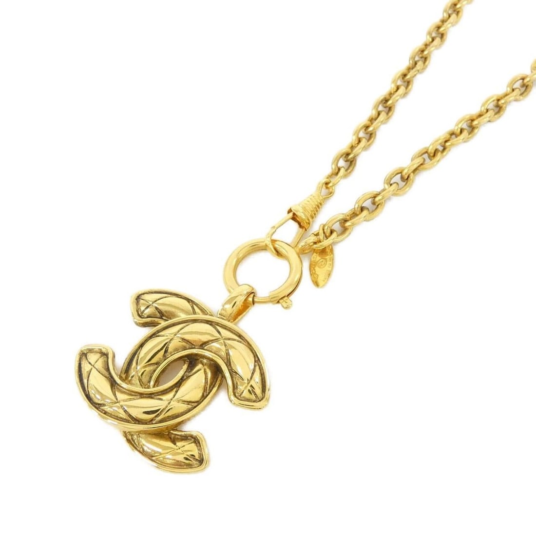 Chanel necklace: --- Catalog ---Category: SizePendant Size: 42mm x 40mm / 1.65'' x 1.57''Neck Circumference: 91 cm / 35.82''Category: DesignColor: GoldGender: WomenNecklace Type: NecklaceCategory: GeneralBrand: