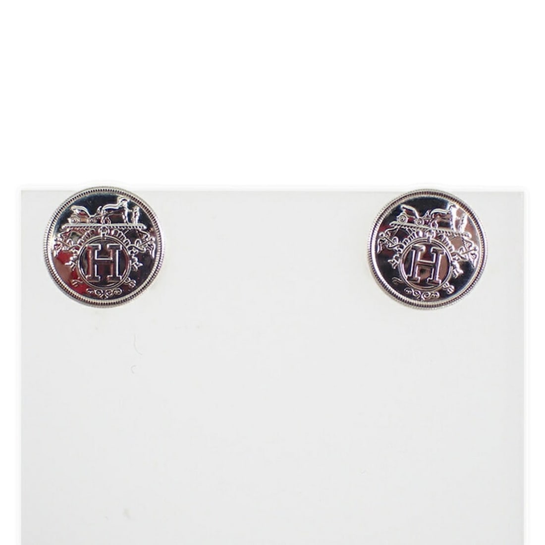 HERMES Ex-Libris Earrings TPM SV925: --- Catalog ---Category: DesignType: Stud earringsGender: WomenMaterial: Silver 925Category: GeneralBrand: Hermes--- Item List ---Section: ConditionRanking: Rank A Used - A few traces of usage, some s