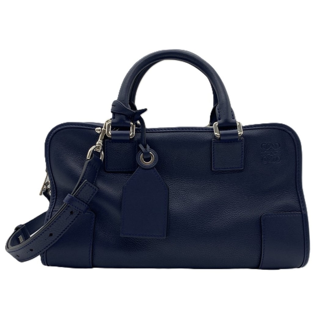 Loewe Amazona 28 Leather Handbag Navy: --- Catalog ---Category: SizeSize (HxWxD): 17cm x 28.5cm x 13cm / 6.69'' x 11.22'' x 5.11''Category: DesignType: HandbagColor: NavyGender: WomenMaterial: Leather Category: GeneralBrand: Loewe--- Item 