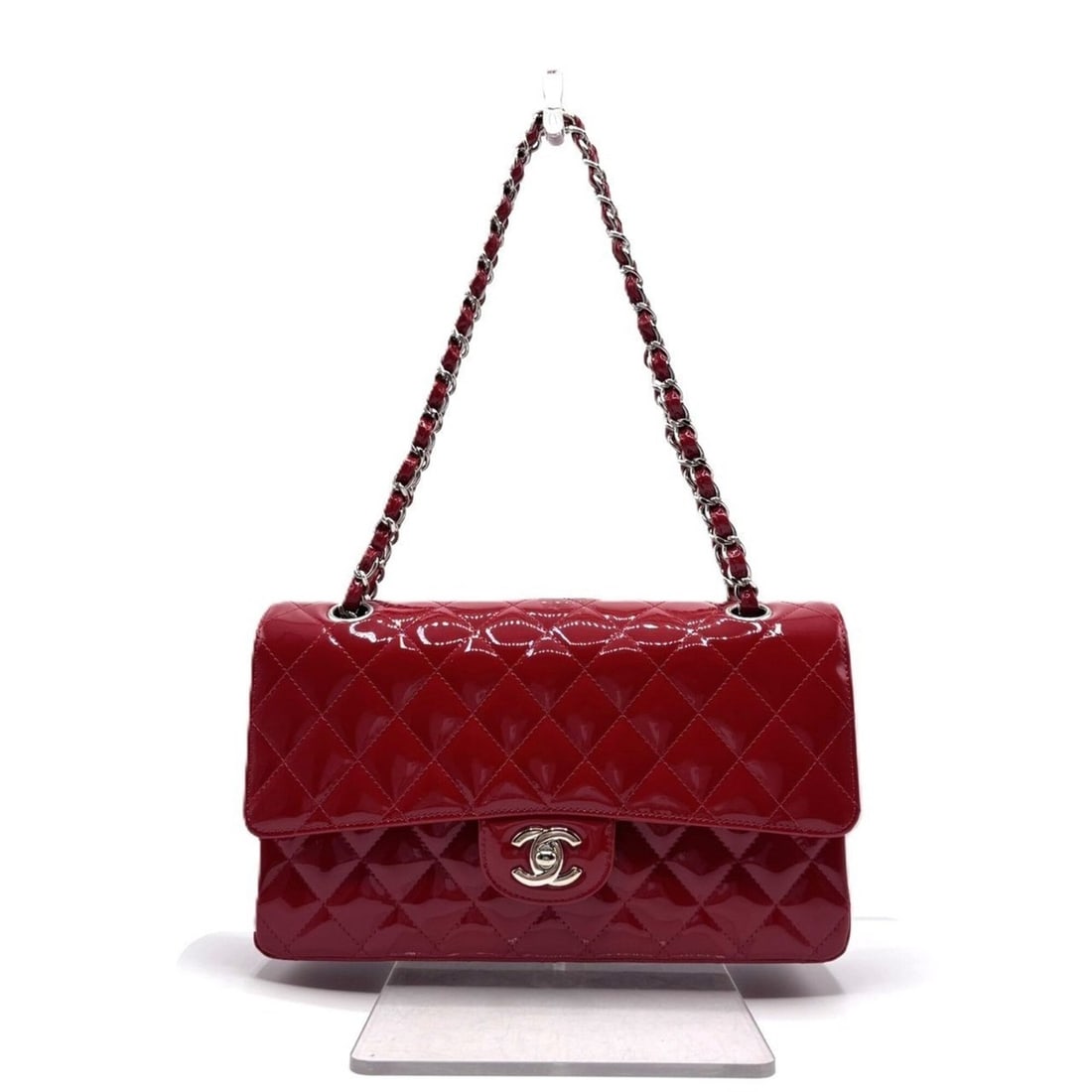 Chanel Matelassé 25 Patent Leather Double Flap Chain Shoulder Bag Red A01112 CHANEL (1 of 10)