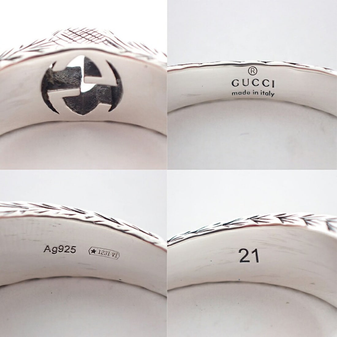 GUCCI 925 Interlocking G Ring, Size 20 - 8