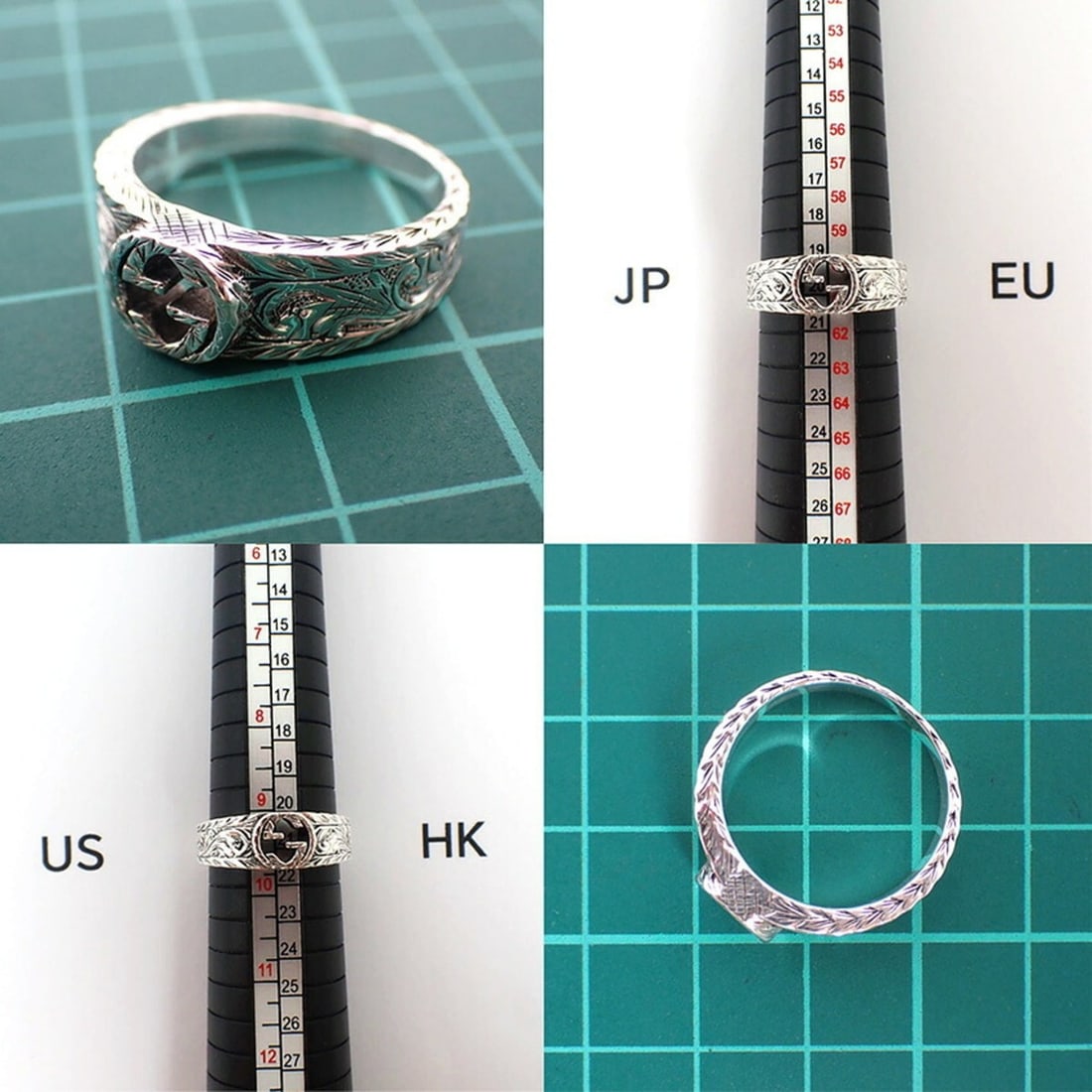 GUCCI 925 Interlocking G Ring, Size 20 - 9