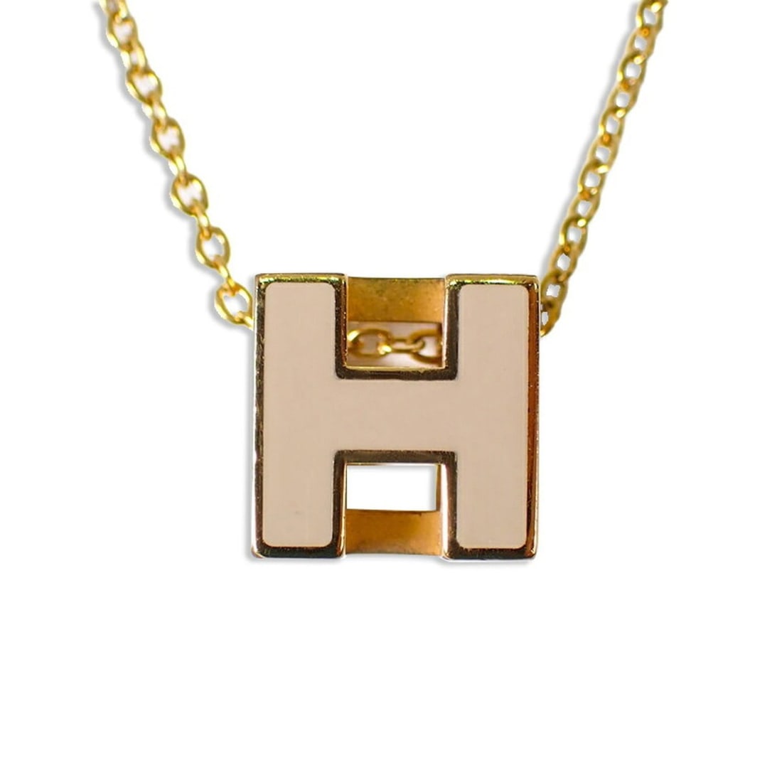 HERMES H-Cube Gold x Greige Necklace: --- Catalog ---Category: SizePendant Size: 11.7mm x 11.9mm / 0.46'' x 0.46''Neck Circumference: 51 cm / 20.07''Category: DesignGender: WomenNecklace Type: NecklaceCategory: GeneralBrand: Hermes---