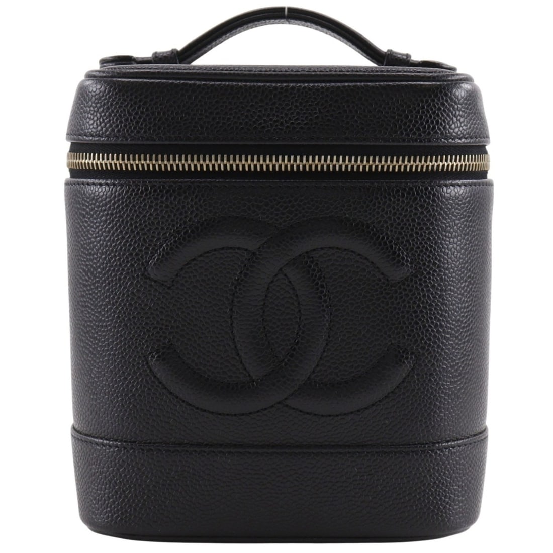 Chanel Coco Mark Vanity Handbag A01998, Caviar Leather, Black, Women's: --- Catalog ---Category: SizeWeight: 310g / 10.93oz.Handle Drop: 2.50cm / 0.98''Size (HxWxD): 17cm x 15cm x 12cm / 6.69'' x 5.9'' x 4.72''Category: DesignType: Vanity bagColor: BlackGender: WomenMater