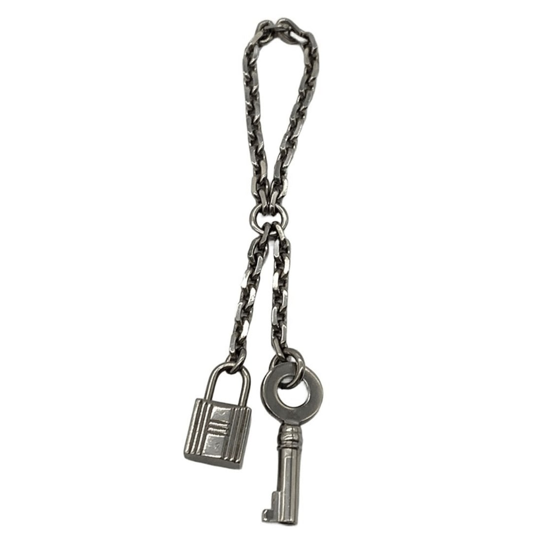 Hermes padlock & key chain scarf ring, silver. (1 of 14)
