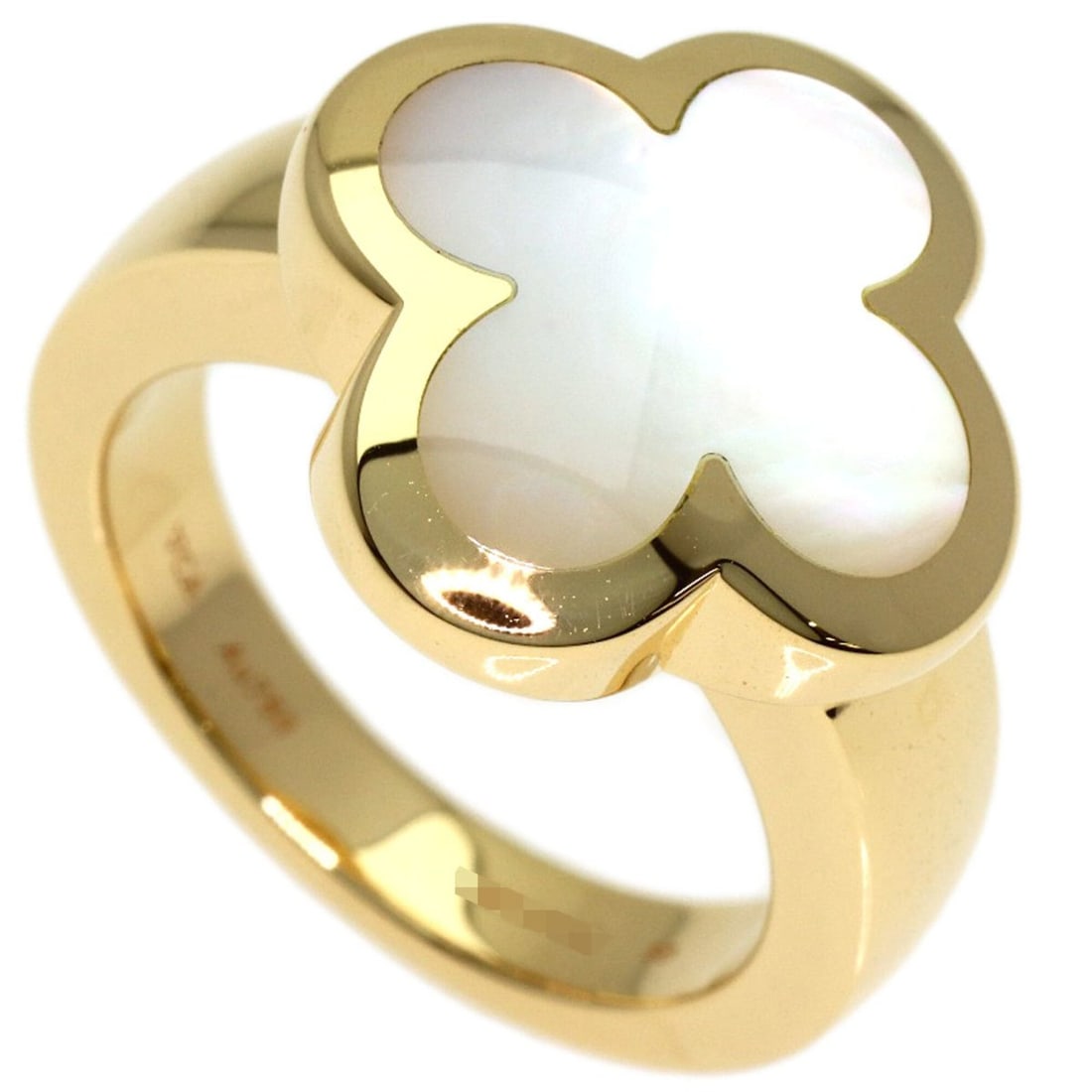 Van Cleef & Arpels Pure Alhambra Shell Ring #50, 18K Yellow Gold, Women's.: --- Catalog ---Category: SizeJP Size: 10US Size: 5.5Category: DesignType: Band ringColor: Yellow goldGender: WomenMaterial: Yellow gold (18K)Category: GeneralBrand: Van Cleef & Arpels--- Item List ---