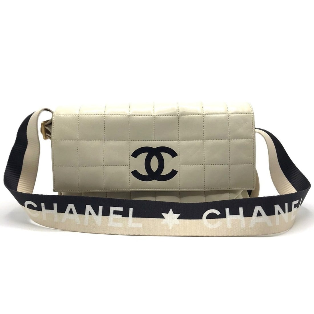 Chanel Sport Line Lambskin Shoulder Bag, Chocolate Bar Ivory, Serial Number 6: --- Catalog ---Category: SizeSize (HxWxD): 16cm x 24cm x 7cm / 6.29'' x 9.44'' x 2.75''Category: DesignType: Shoulder bagColor: IvoryGender: WomenMaterial: Ivory Category: GeneralBrand: Chanel--- Item