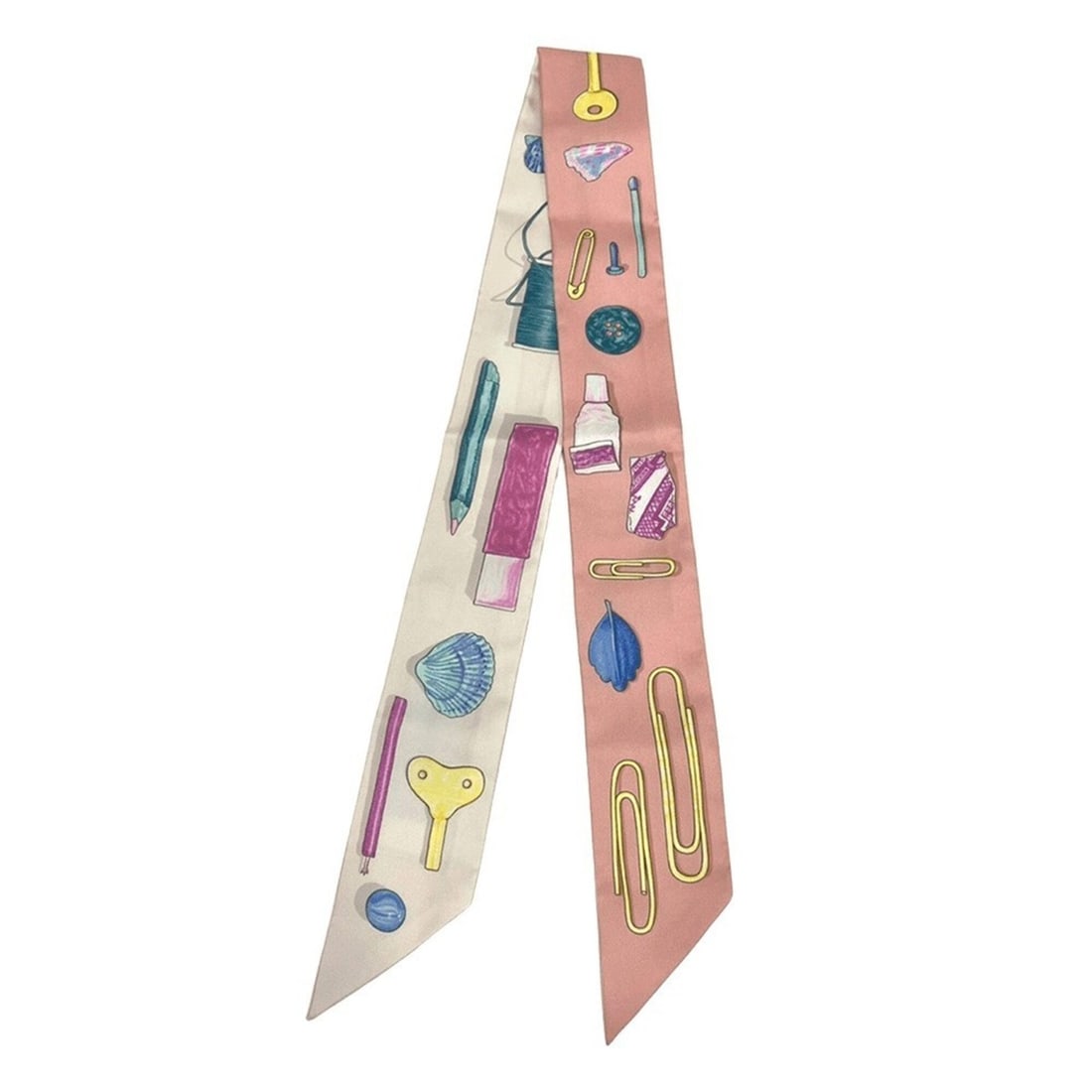 Hermes Twilly In the Pocket Pink Silk: --- Catalog ---Category: SizeSize (LxW): 86.5cm x 5cm / 34.05'' x 1.96''Category: DesignType: ScarfColor: Multi-colorGender: WomenMaterial: Silk Category: GeneralMPN: H062340SBrand: Hermes--- Item Lis