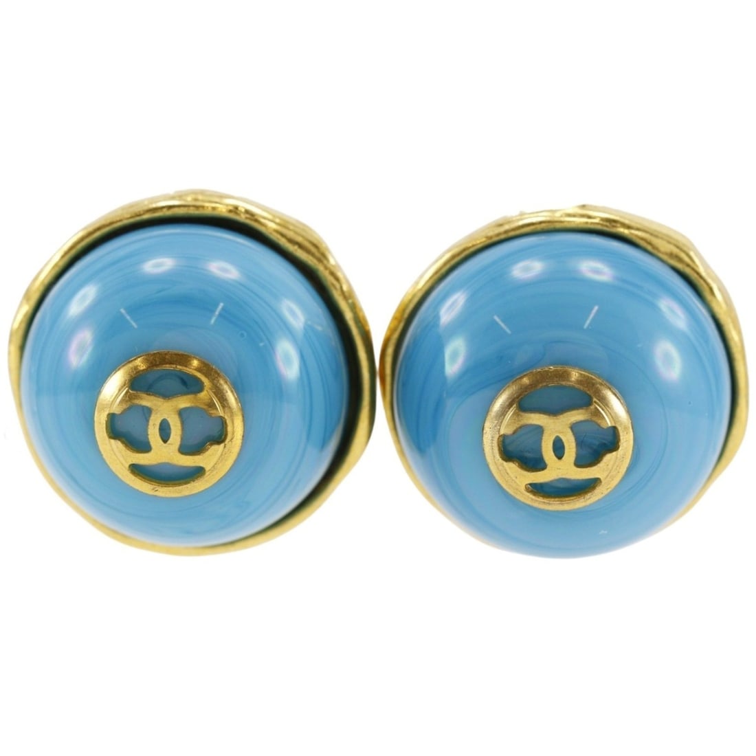 Chanel Coco Mark Earrings, Gold Plated, 1993, Light Blue, Size 28 (approx. 28.2g), Women's.: --- Catalog ---Category: SizeWeight: 28.2g / 0.99oz.Size (HxWxD): 22.00mm x 22.00mm / 0.87'' x 0.87''Category: DesignType: Clip earringsColor: Light blueGender: WomenCategory: GeneralLine: CocoBrand: 
