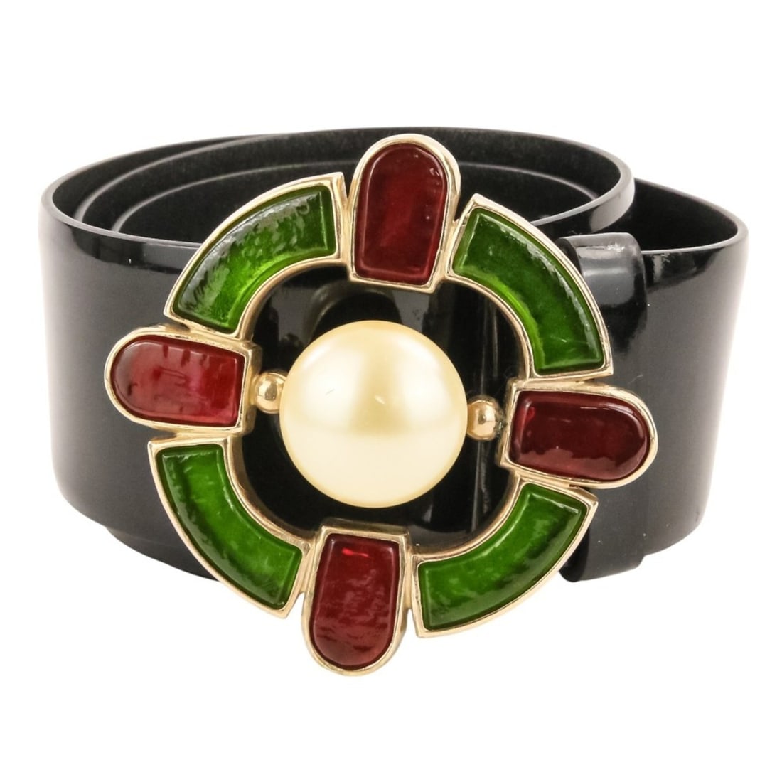 07A CHANEL Chanel Gris Poix Buckle Patent Leather Belt Size 75 30 Black Women's: --- Catalog ---Category: SizeLength: 67cm - 78cm / 26.37'' - 30.7''Category: DesignType: Standard beltColor: Black, Green, Red colorGender: WomenMaterial (Strap): Leather Category: GeneralBrand: Chane