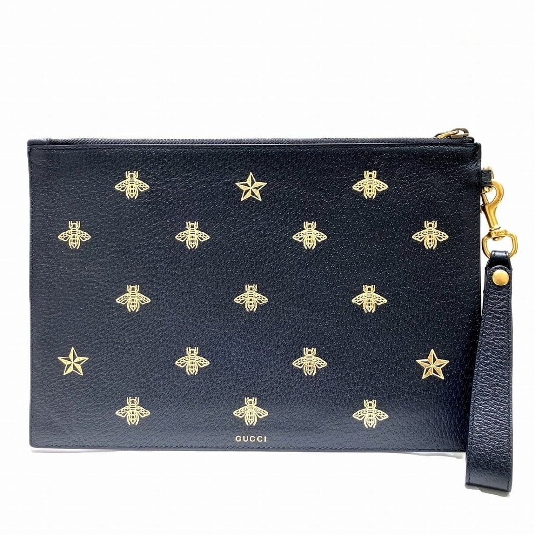 Gucci GUCCI Second Bag Beestar Leather 495066: --- Catalog ---Category: SizeSize (HxWxD): 20cm x 30cm x 2cm / 7.87'' x 11.81'' x 0.78''Strap Length: 16cm - 16cm / 6.29'' - 6.29''Category: DesignType: Basket, Clutch bagColor: BlackGender: WomenMate