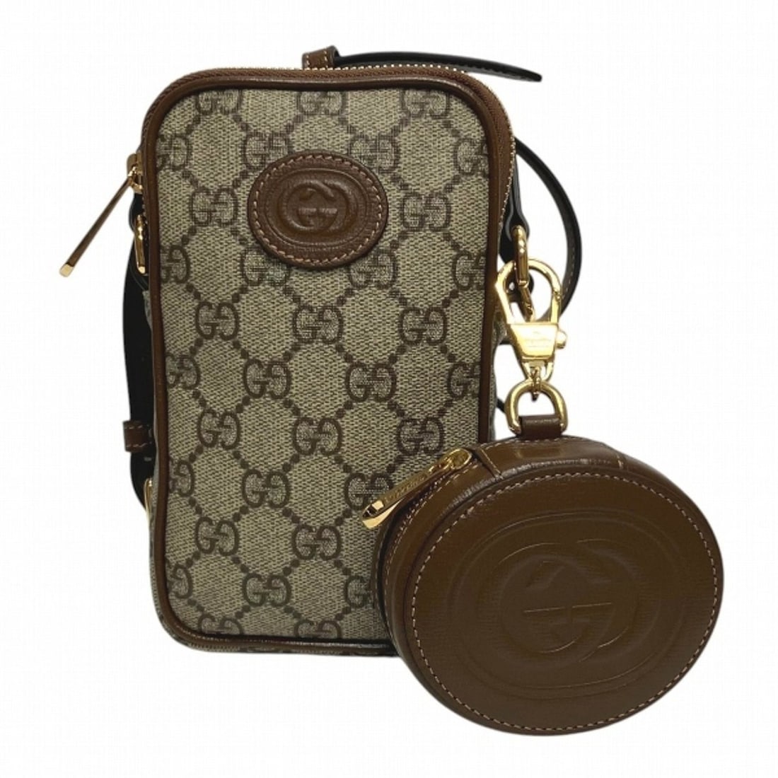 Gucci shoulder bag, Interlocking G design, GG Supreme x leather, 700959 (1 of 12)