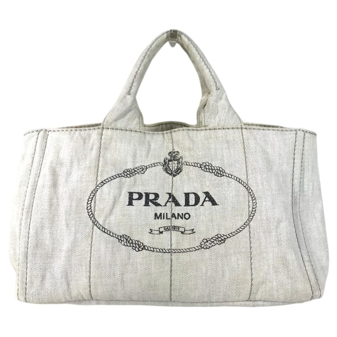 PRADA Canapa Logo Bag Tote Handbag Cotton Men's Women's White (1 of 13)