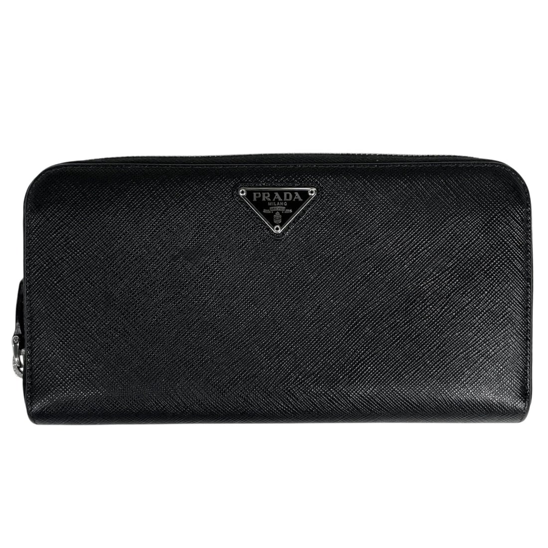 Prada PRADA Long Wallet with Logo Plate, Saffiano Leather, Nero (Black), 1ML506, Women's (1 of 15)