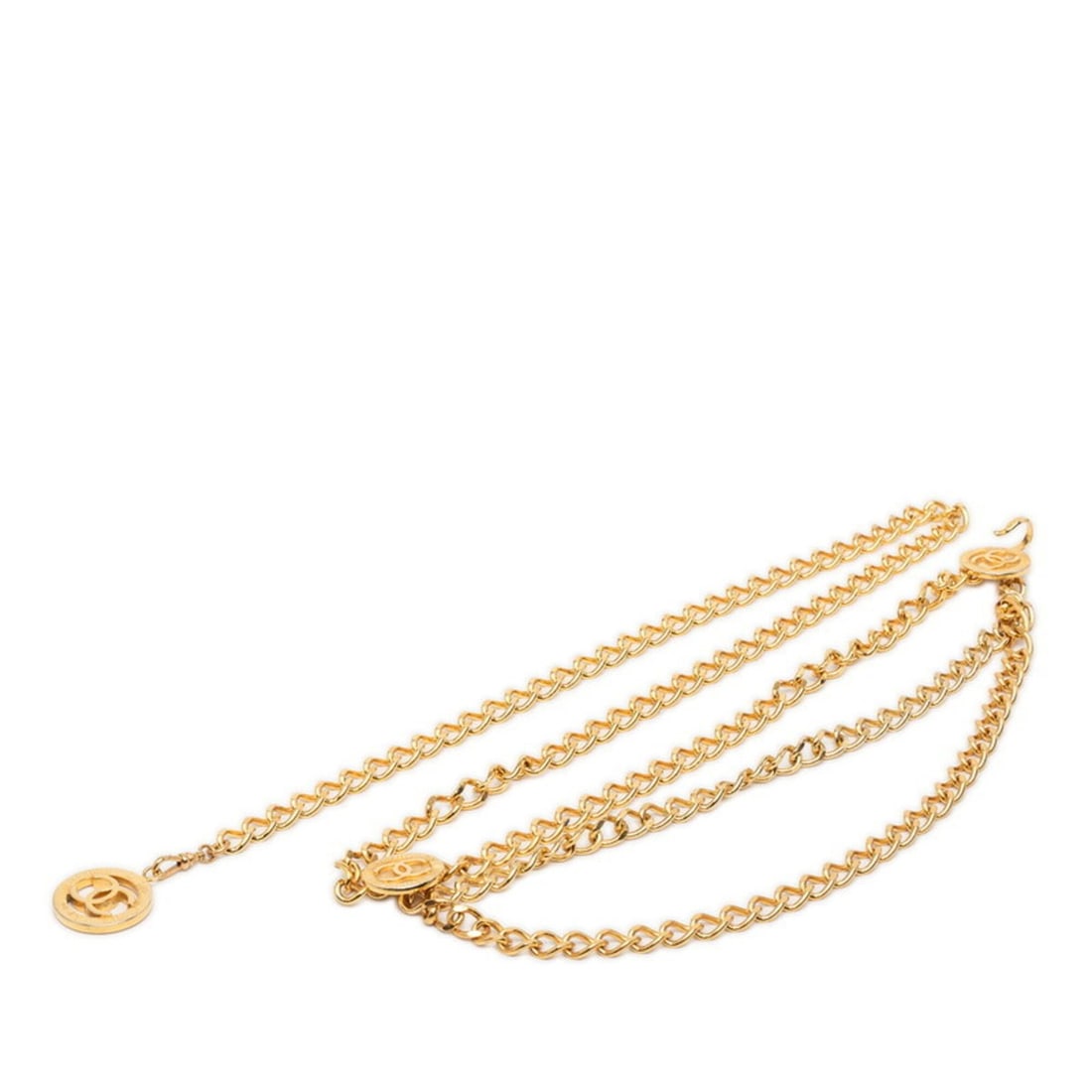 Chanel Coco Mark Triple Chain Belt Gold Plated Women's CHANEL (1 of 14)