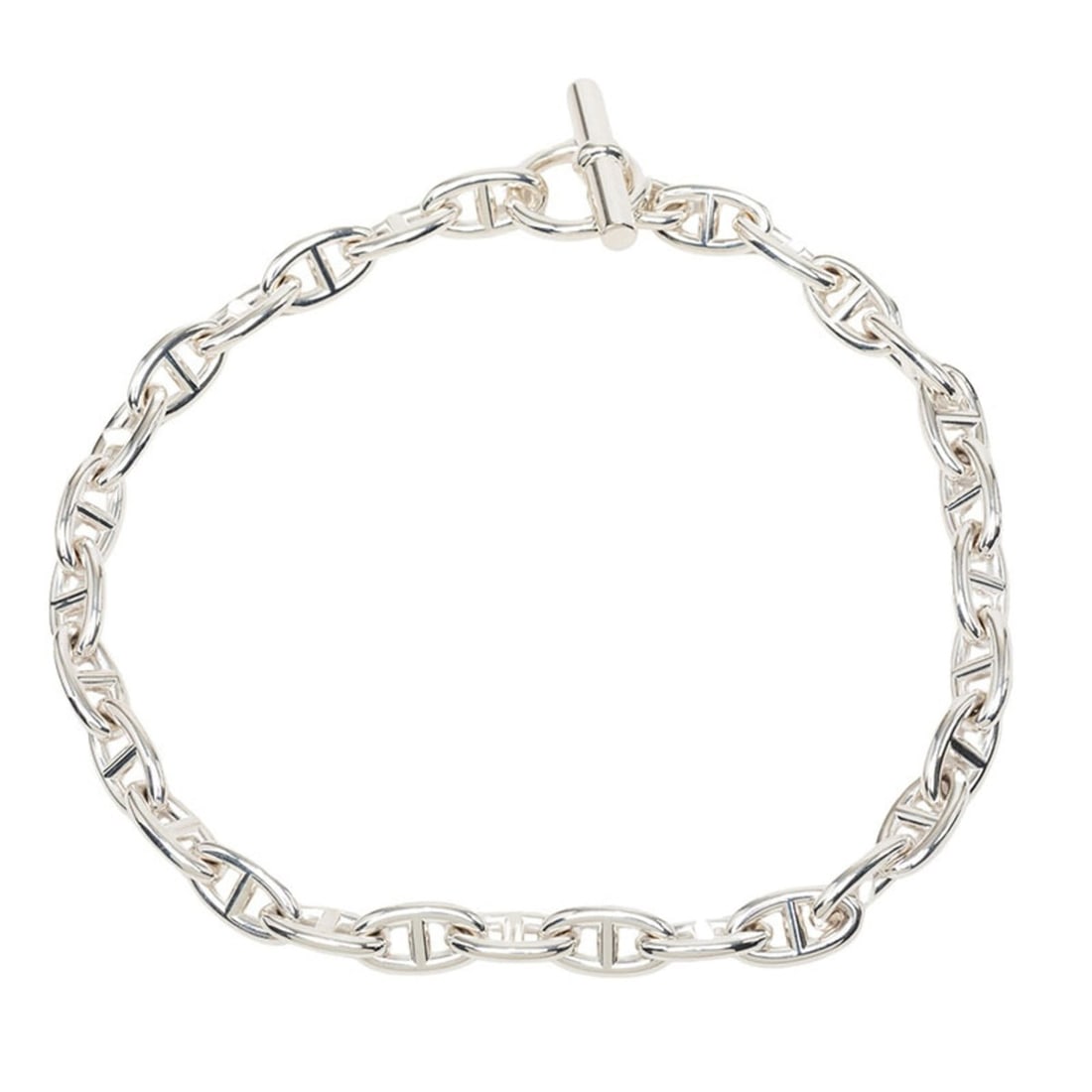 Hermes Chaine d'Ancre GM Double Chain Bracelet Choker Necklace, 29 Links, SV925 Silver, Women's: --- Catalog ---Category: SizeNeck Circumference: 44 cm / 17.32''Category: DesignGender: WomenMaterial: Silver 925Necklace Type: ChokerCategory: GeneralBrand: Hermes--- Item List ---Section: ConditionR