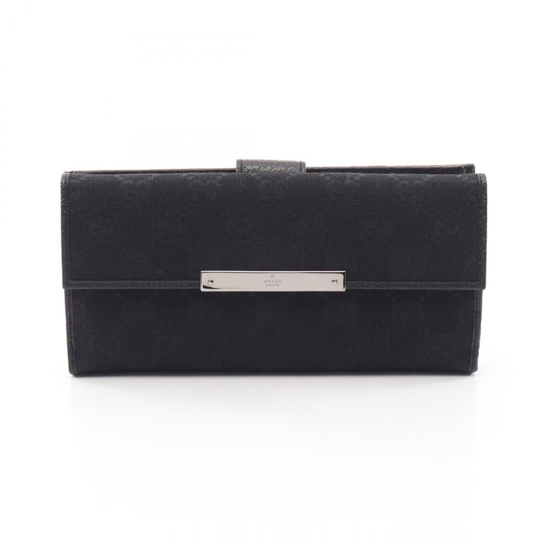 Gucci GG Canvas Bi-fold Wallet, Leather, Women's, Black, 112715: --- Catalog ---Category: SizeSize (HxWxD): 9.5cm x 19cm x 3cm / 3.74'' x 7.48'' x 1.18''Category: DesignType: Long wallet (bi-fold)Color: BlackGender: WomenMaterial: Leather Category: GeneralMPN: 1127