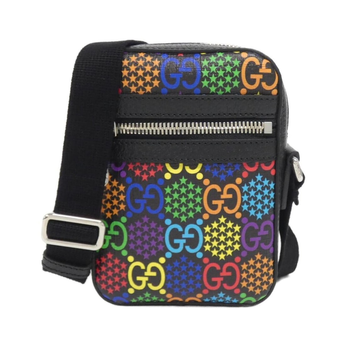 Gucci 598103 H20AN Shoulder Bag: --- Catalog ---Category: SizeSize (HxWxD): 17.5cm x 12cm x 5cm / 6.88'' x 4.72'' x 1.96''Category: DesignType: Shoulder bagColor: Black, Multi-colorGender: Men,WomenMaterial: Canvas , Leather