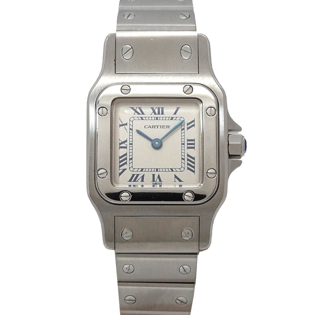 Cartier Santos Galbee SM W20017D6 Women's Watch, Ivory, Quartz Watch: --- Catalog ---Category: SizeWrist Size: 14cm / 5.51''Case Diameter: 23mm / 0.91''Category: DesignType: WristwatchGender: WomenColor (Dial): IvoryMaterial (Band): Stainless steelMaterial (Case): Stain