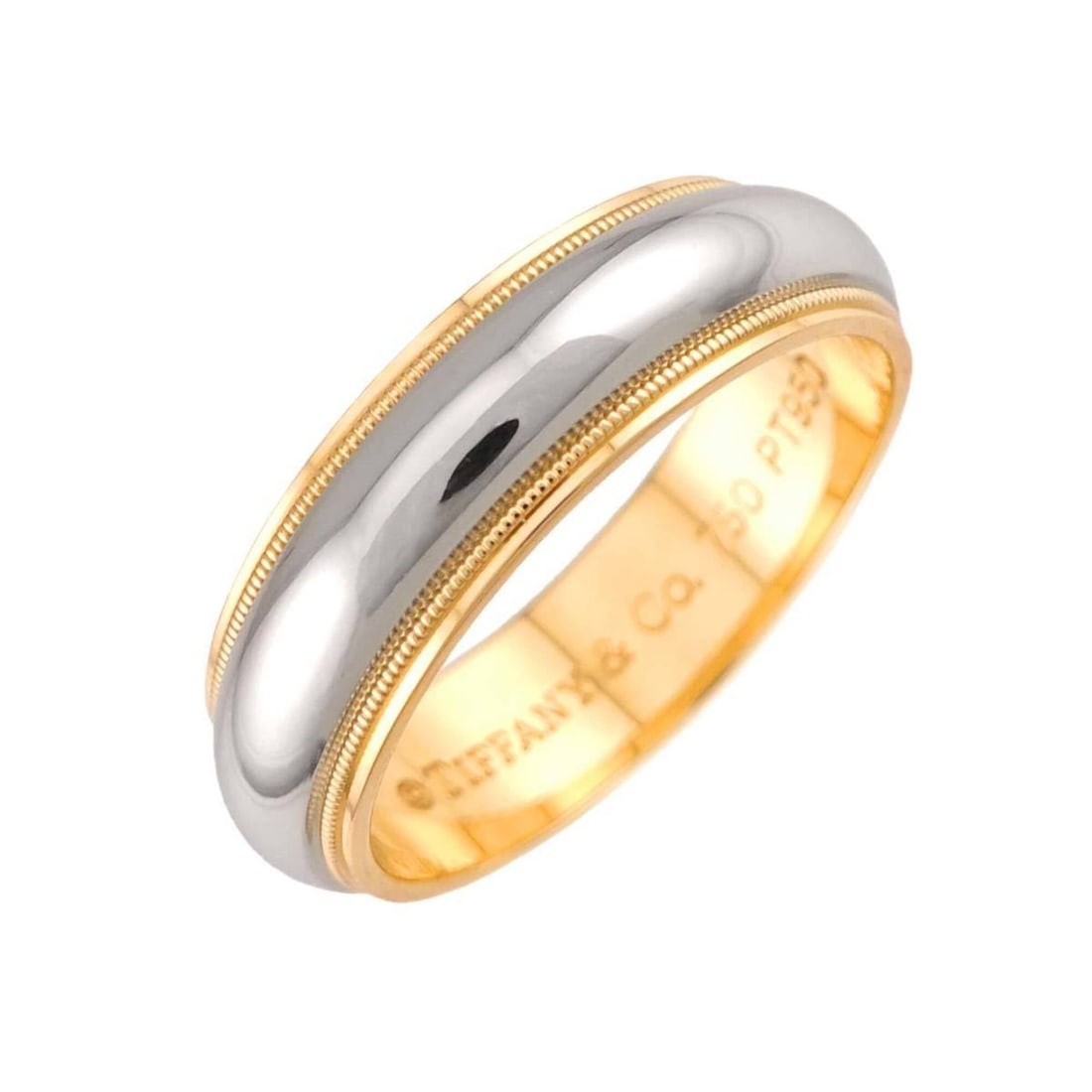 Tiffany & Co. Milgrain Band Ring, Platinum (Pt) and 18K Yellow Gold (YG) 750.: --- Catalog ---Category: SizeJP Size: 18.5US Size: 9Category: DesignType: Band ringGender: MenMaterial: Platinum 950, Yellow gold (18K)Category: GeneralBrand: Tiffany--- Item List ---Section: Conditio