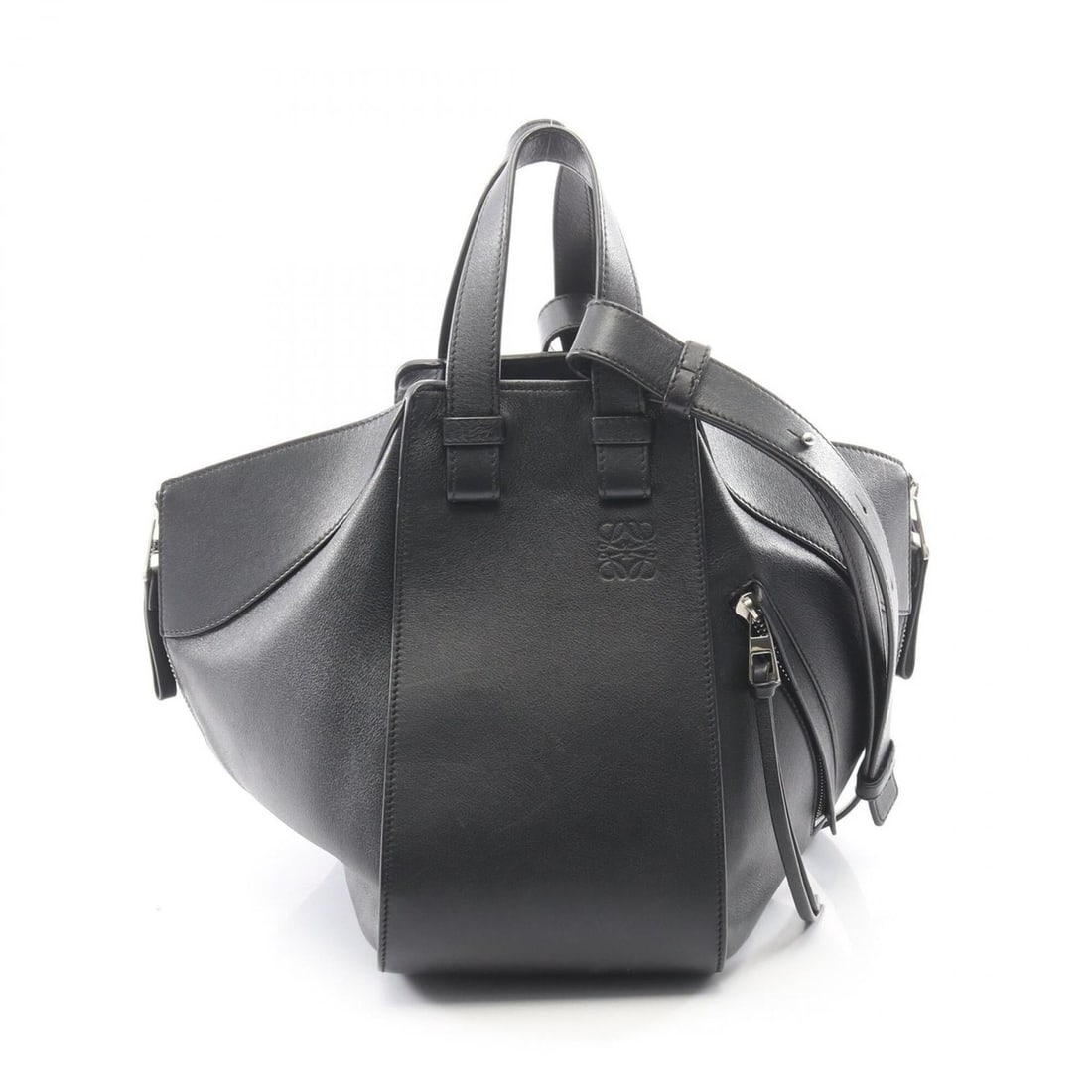 Loewe Hammock Small 2-Way Leather Handbag for Women, Black: --- Catalog ---Category: SizeSize (HxWxD): 25cm x 14cm x 25cm / 9.84'' x 5.51'' x 9.84''Category: DesignType: HandbagColor: BlackGender: WomenMaterial: Leather Category: GeneralBrand: Loewe--- Item Li