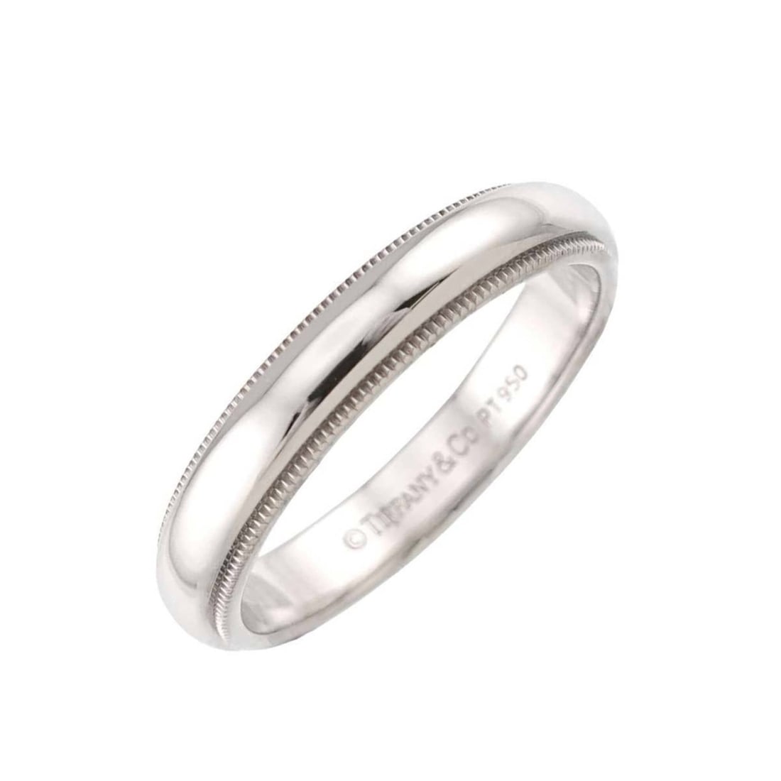 Tiffany & Co. Milgrain Ring, 4mm wide, Platinum, Together. (1 of 8)