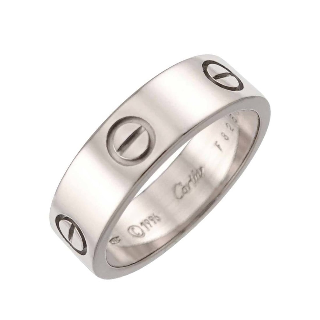 Cartier Love Ring #59, 18K White Gold (750): --- Catalog ---Category: SizeUS Size: 9.5Brand Size: 59Category: DesignType: Band ringGender: MenMaterial: White gold (18K)Category: GeneralBrand: Cartier--- Item List ---Section: ConditionRanking: Ra