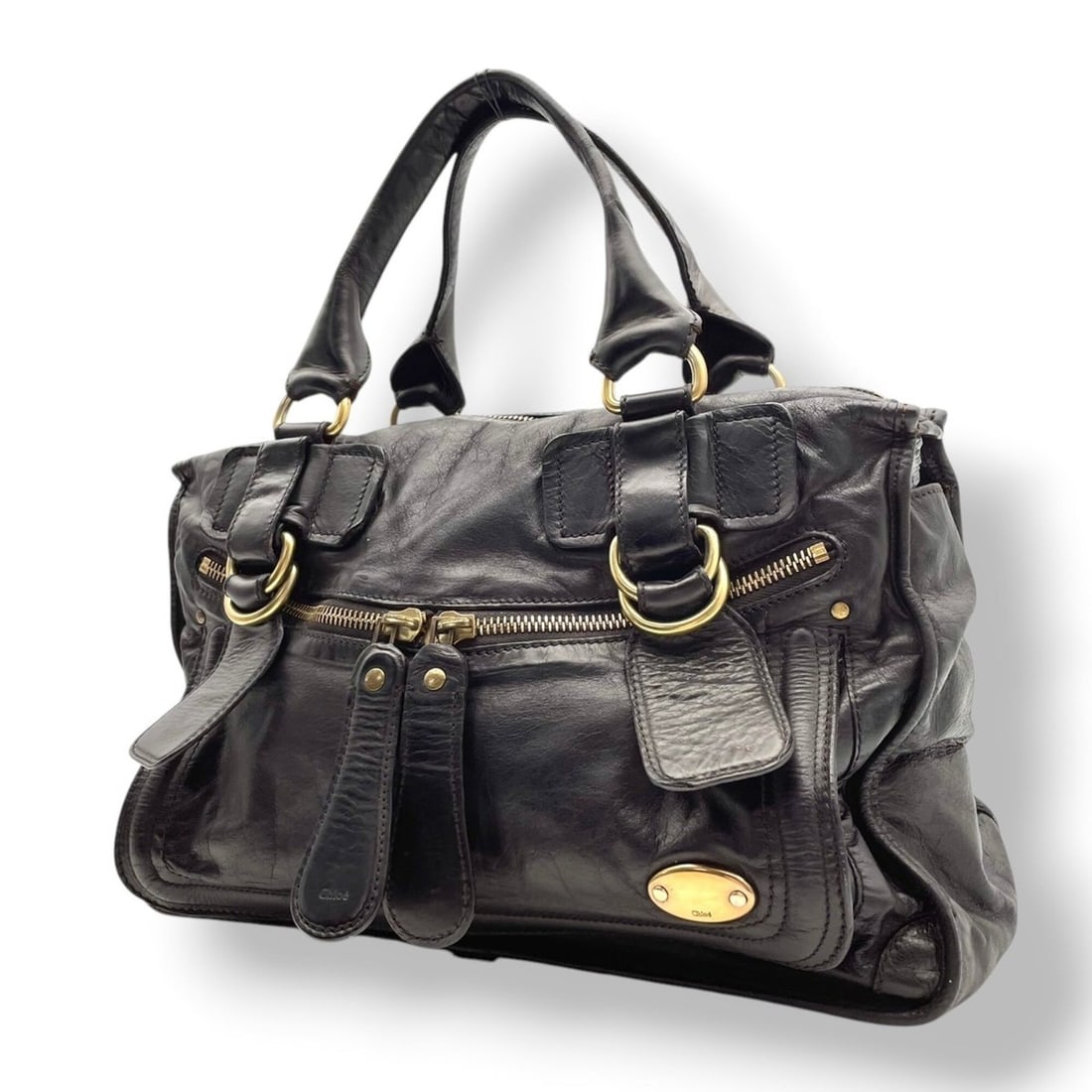 Chloé Chloe Bay Leather Handbag, Y2K Archive Vintage, Smooth Leather, Black, Gold Hardware, S9: --- Catalog ---Category: SizeSize (HxWxD): 24cm x 40cm x 15cm / 9.44'' x 15.74'' x 5.9''Category: DesignType: Boston bag, HandbagColor: BlackGender: WomenMaterial: Leather Category: GeneralMPN: 7SS352