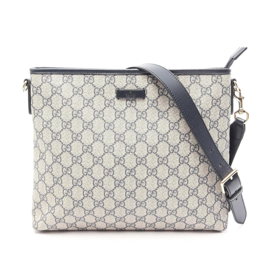 Gucci GG Supreme Shoulder Bag/Handbag, Coated Canvas and Leather, Women's, Beige/Navy, Item Number: --- Catalog ---Category: SizeSize (HxWxD): 26cm x 29cm x 5cm / 10.23'' x 11.41'' x 1.96''Category: DesignType: Handbag, Shoulder bagColor: Beige, NavyGender: WomenMaterial: PVC , Leather Category: Gen