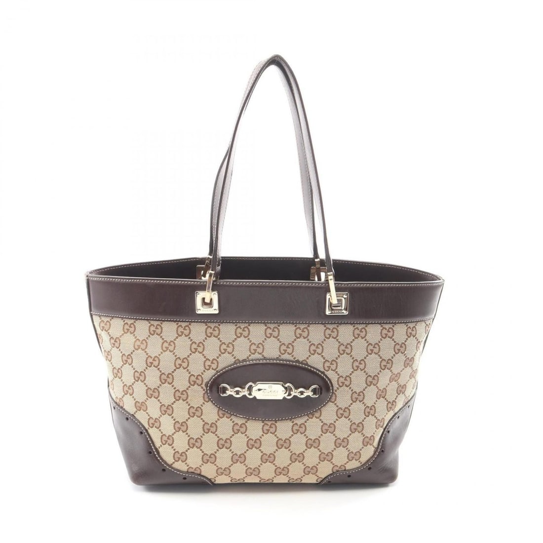 Gucci GG Canvas Tote Bag Handbag, and Leather, Women's, Beige/Brown, 145993: --- Catalog ---Category: SizeSize (HxWxD): 23.5cm x 28cm x 14cm / 9.25'' x 11.02'' x 5.51''Category: DesignType: Handbag, Tote bagColor: Beige, BrownGender: WomenMaterial: Canvas , Leather Category: G