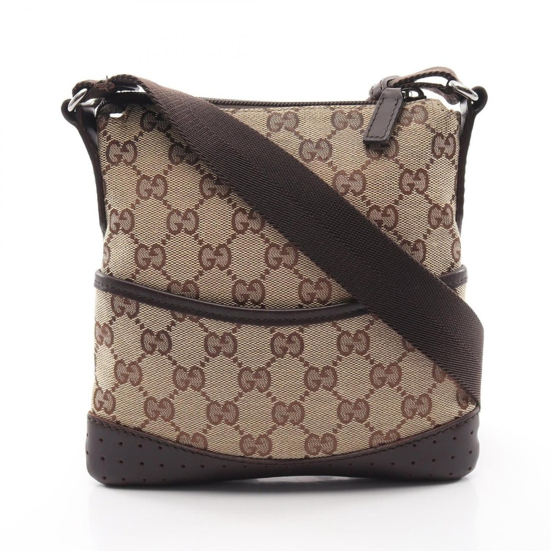 Gucci GG Canvas Shoulder Bag/Handbag, and Leather, Women's, Beige/Brown, 147671 (1 of 9)