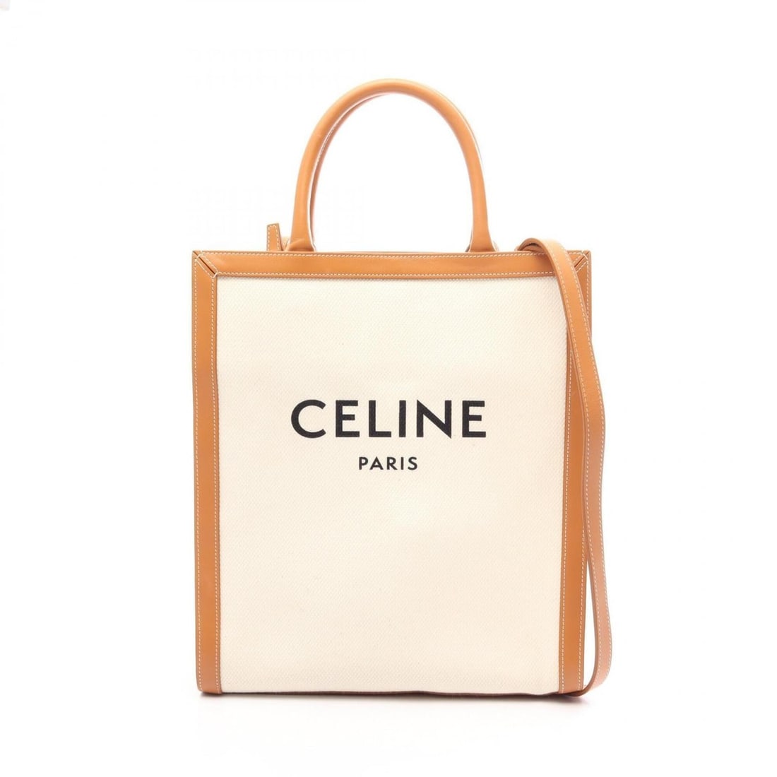 Celine Small Vertical Cabas 2-Way Tote Bag/Handbag, Canvas and Leather, Women's, Ivory/Brown: --- Catalog ---Category: SizeSize (HxWxD): 32cm x 28cm x 7.5cm / 12.59'' x 11.02'' x 2.95''Category: DesignType: Handbag, Tote bagColor: Brown, IvoryGender: WomenMaterial: Canvas , Leather Category: G