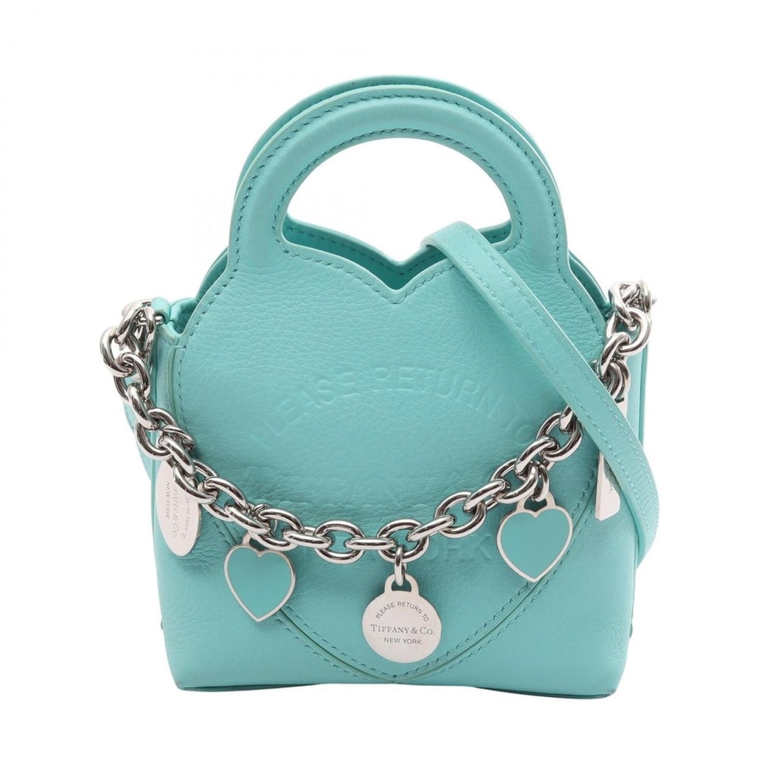 Tiffany & Co. Return to Micro Charm 2-Way Handbag, Leather, Women's, Green: --- Catalog ---Category: SizeSize (HxWxD): 12cm x 12cm x 6cm / 4.72'' x 4.72'' x 2.36''Category: DesignType: HandbagColor: GreenGender: WomenMaterial: Leather Category: GeneralBrand: Tiffany--- Item L