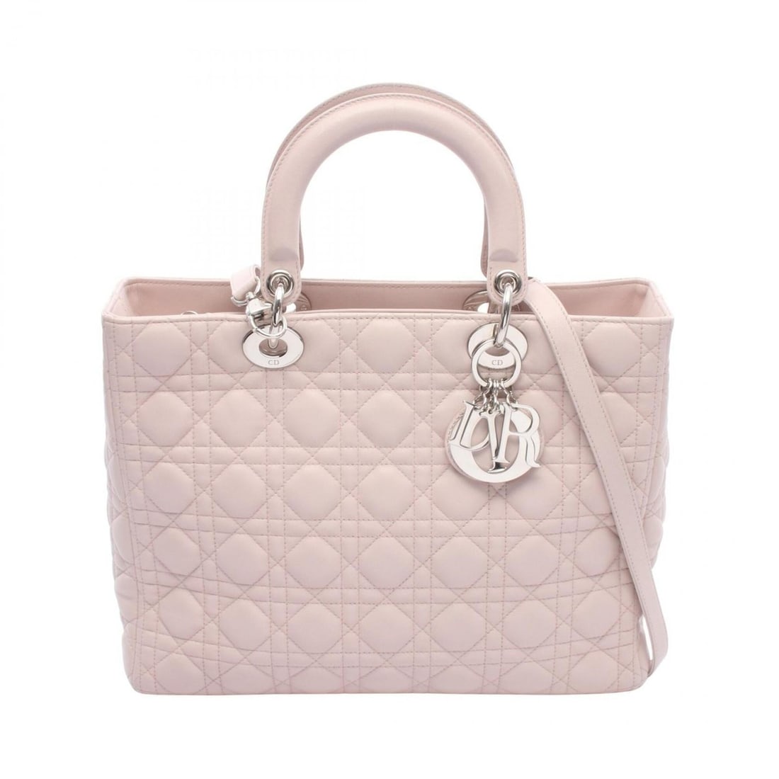 Christian Dior Dior Lady Large Cannage 2-Way Handbag, Leather, Women's, Pink: --- Catalog ---Category: SizeSize (HxWxD): 25cm x 32cm x 11cm / 9.84'' x 12.59'' x 4.33''Category: DesignType: HandbagColor: PinkGender: WomenMaterial: Leather Category: GeneralBrand: Christian Dior--